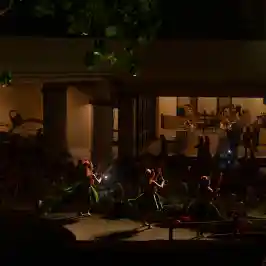 a lit up city at night